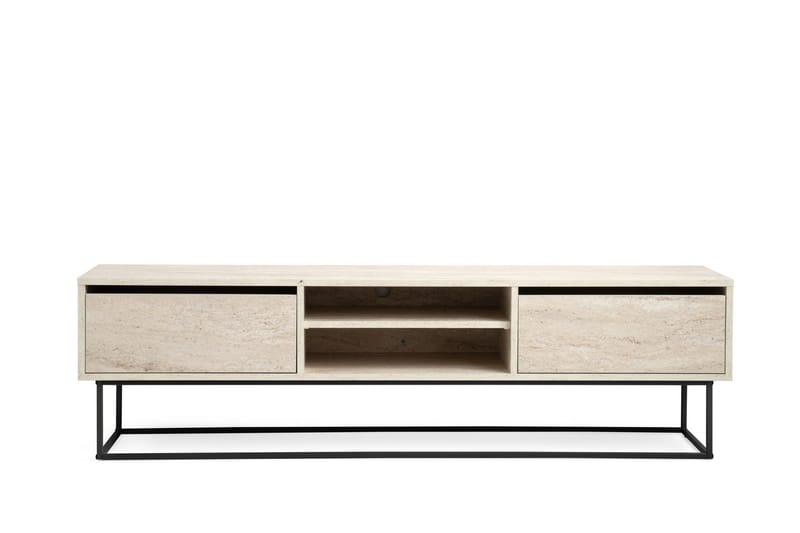 Escape tv-taso 180 cm säilytystilalla puuta, Vaaleanbeige metallirungolla
