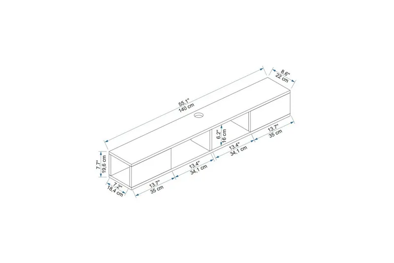 Faval TV-taso 140 cm - Pähkinä/Antrasiitti - Huonekalut - TV- & Mediakalusteet - Tv taso & Mediataso