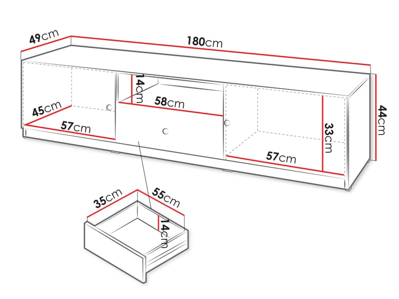 Fayric TV-taso 180 cm - Beige - Huonekalut - TV- & Mediakalusteet - Tv taso & Mediataso