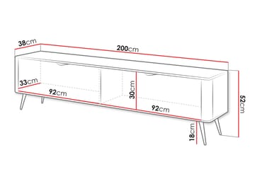 Forba lattialla seisova tv-taso 200 cm säilytyksellä maalattu puu - Valkoinen - Huonekalut - TV- & Mediakalusteet - Tv taso & Mediataso