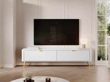 Forba lattialla seisova tv-taso 200 cm säilytyksellä maalattu puu - Valkoinen - Huonekalut - TV- & Mediakalusteet - Tv taso & Mediataso