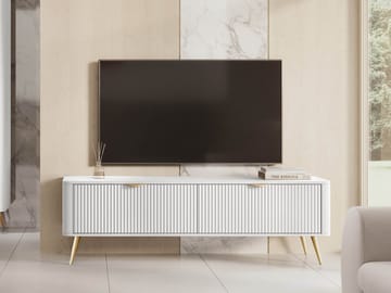 Forba suorakulmainen tv-taso 164 cm säilytyksellä maalattu puu - Valkoinen - Huonekalut - TV- & Mediakalusteet - Tv taso & Mediataso