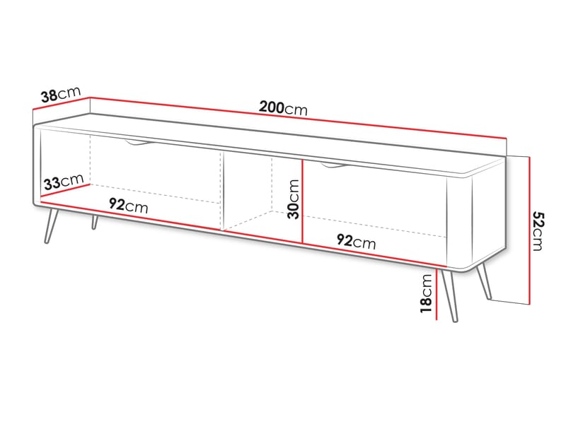 Forba-tv-taso 200 cm - valkoinen - Huonekalut - TV- & Mediakalusteet - Tv taso & Mediataso