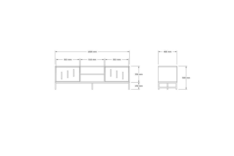 Form-TV-taso 160 cm - Valkoinen - Huonekalut - TV- & Mediakalusteet - Tv taso & Mediataso