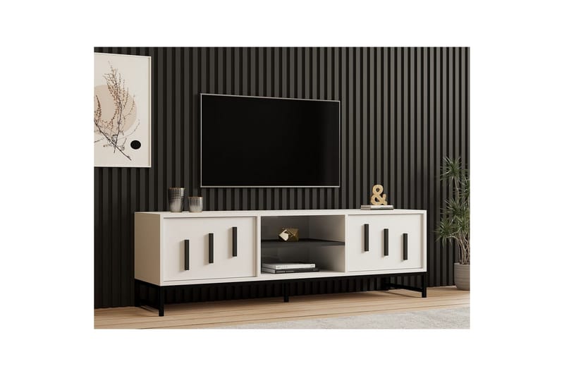 Form-TV-taso 160 cm - Valkoinen - Huonekalut - TV- & Mediakalusteet - Tv taso & Mediataso