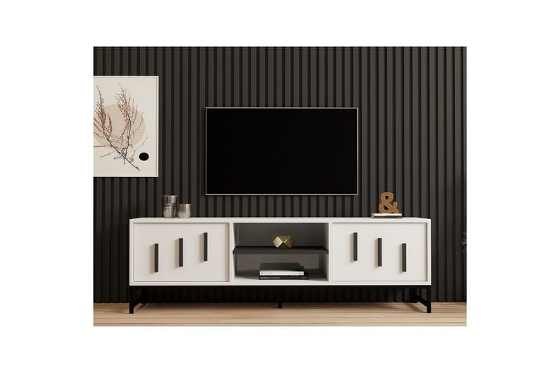 Form-TV-taso 160 cm - Valkoinen - Huonekalut - TV- & Mediakalusteet - Tv taso & Mediataso