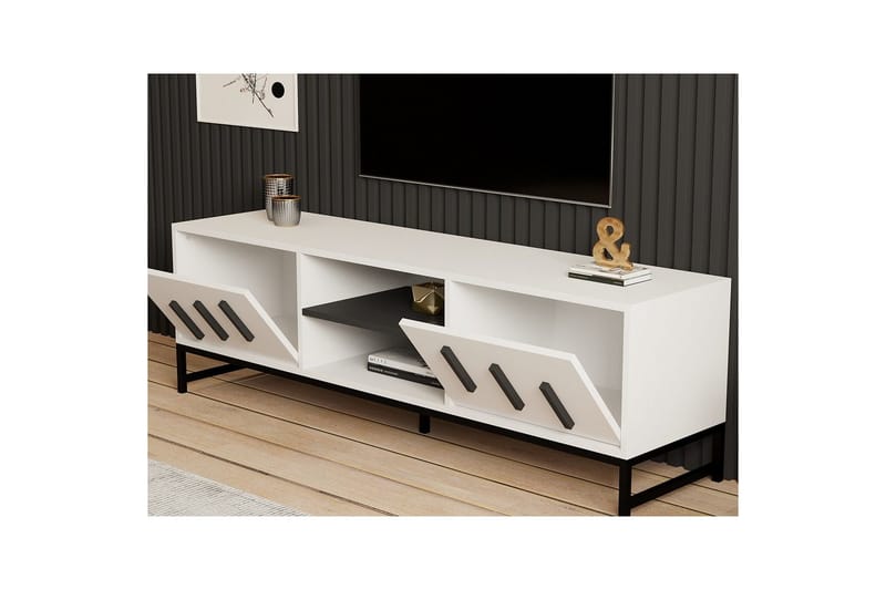 Form-TV-taso 160 cm - Valkoinen - Huonekalut - TV- & Mediakalusteet - Tv taso & Mediataso