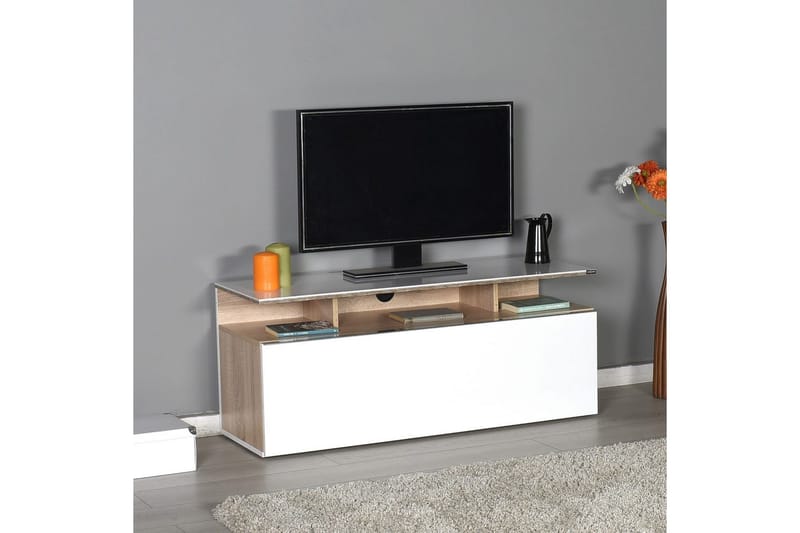 Galnor TV-taso 117 cm - Keskisävyinen puu/Valkoinen - Huonekalut - TV- & Mediakalusteet - Tv taso & Mediataso