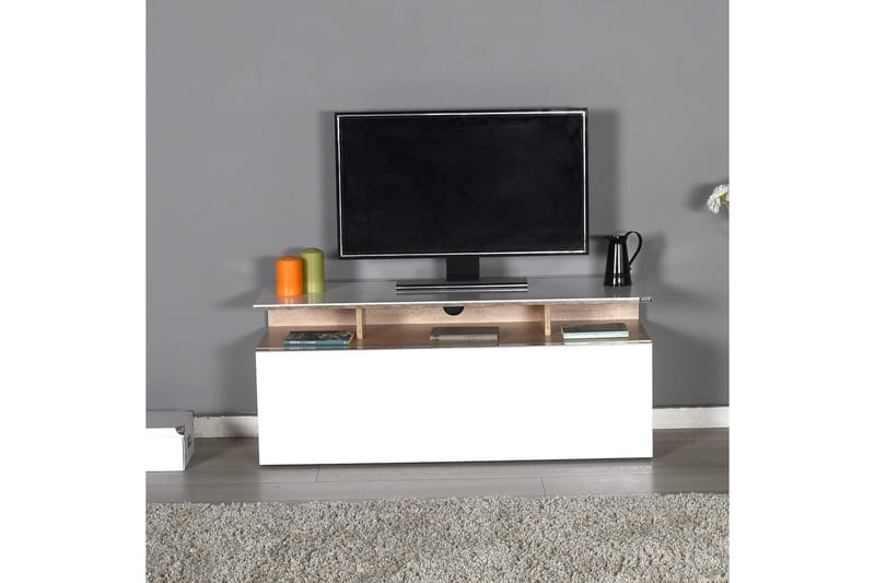 Galnor TV-taso 117 cm - Keskisävyinen puu/Valkoinen - Huonekalut - TV- & Mediakalusteet - Tv taso & Mediataso