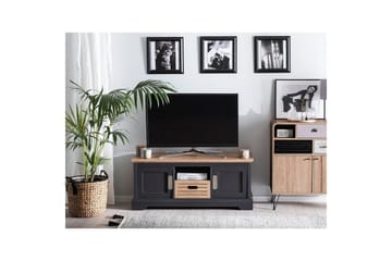 Garet lattialla seisova tv-taso 120 cm säilytystilalla vaaleaa puuta - Tummanharmaa - Huonekalut - TV- & Mediakalusteet - Tv taso & Mediataso
