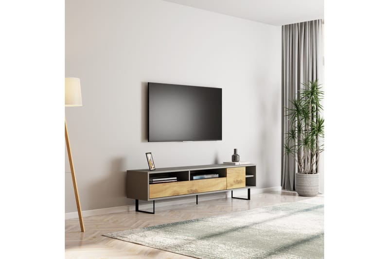 Gazali TV-taso 180 cm, Harmaa/Tammi