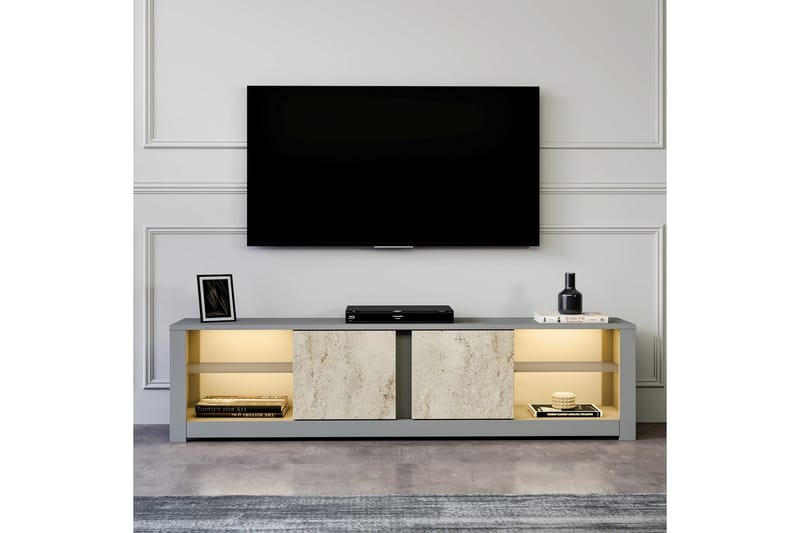 Griselda TV-taso 180 cm - Harmaa/Travertiini - Huonekalut - TV- & Mediakalusteet - Tv taso & Mediataso