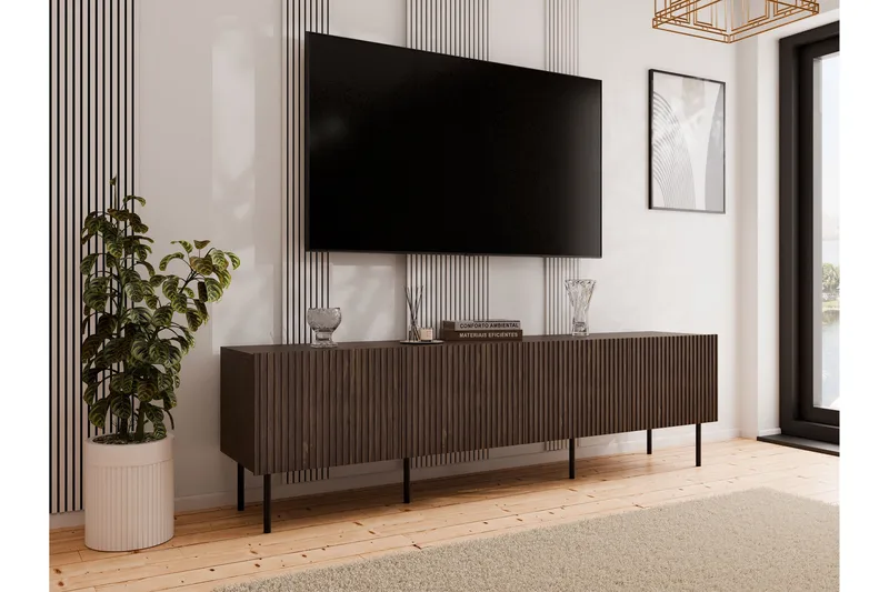 Hammarstrand TV-taso säilytystilalla 201 cm - Pähkinäpuu - Huonekalut - TV- & Mediakalusteet - Tv taso & Mediataso