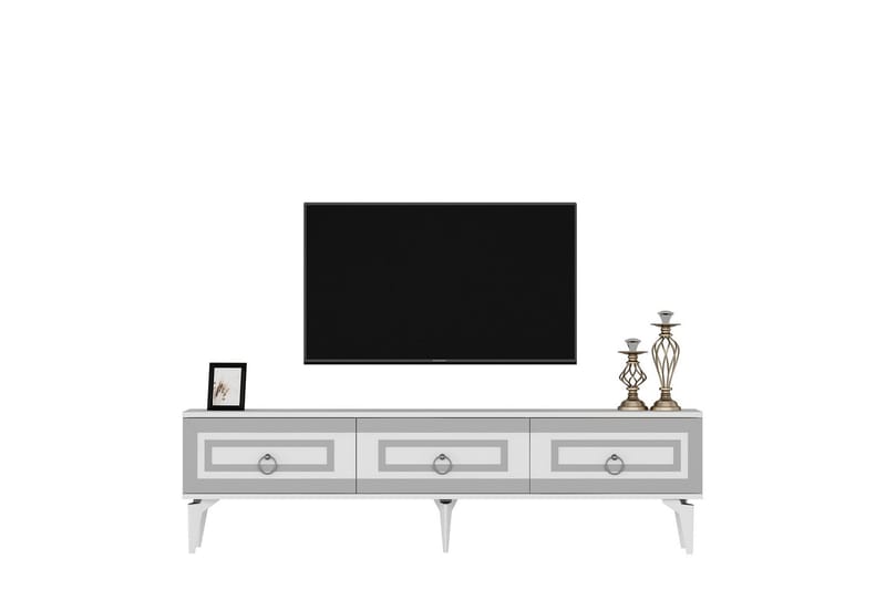 Harlen Tv-taso 180 cm - Valkoinen/Hopea - Huonekalut - TV- & Mediakalusteet - Tv taso & Mediataso