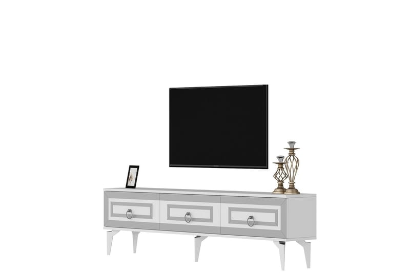 Harlen Tv-taso 180 cm - Valkoinen/Hopea - Huonekalut - TV- & Mediakalusteet - Tv taso & Mediataso