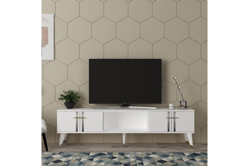 Harsum Tv-taso 150 cm - Valkoinen/Hopea - Huonekalut - TV- & Mediakalusteet - Tv taso & Mediataso