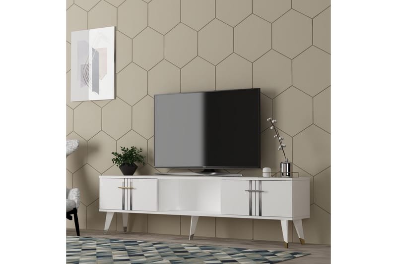Harsum Tv-taso 150 cm - Valkoinen/Hopea - Huonekalut - TV- & Mediakalusteet - Tv taso & Mediataso