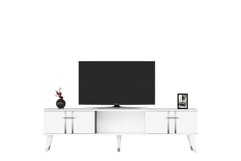Harsum Tv-taso 150 cm - Valkoinen/Hopea - Huonekalut - TV- & Mediakalusteet - Tv taso & Mediataso