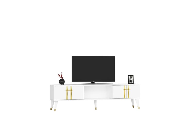 Harsum Tv-taso 150 cm - Valkoinen/Kulta - Huonekalut - TV- & Mediakalusteet - Tv taso & Mediataso