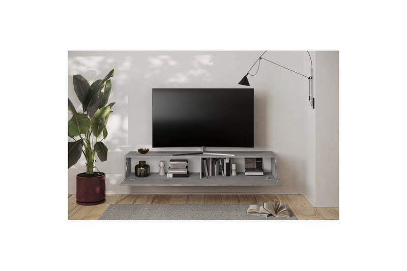 Hawell Seinälle kiinnitettävä TV-taso 180 cm - Harmaa - Huonekalut - TV- & Mediakalusteet - Tv taso & Mediataso