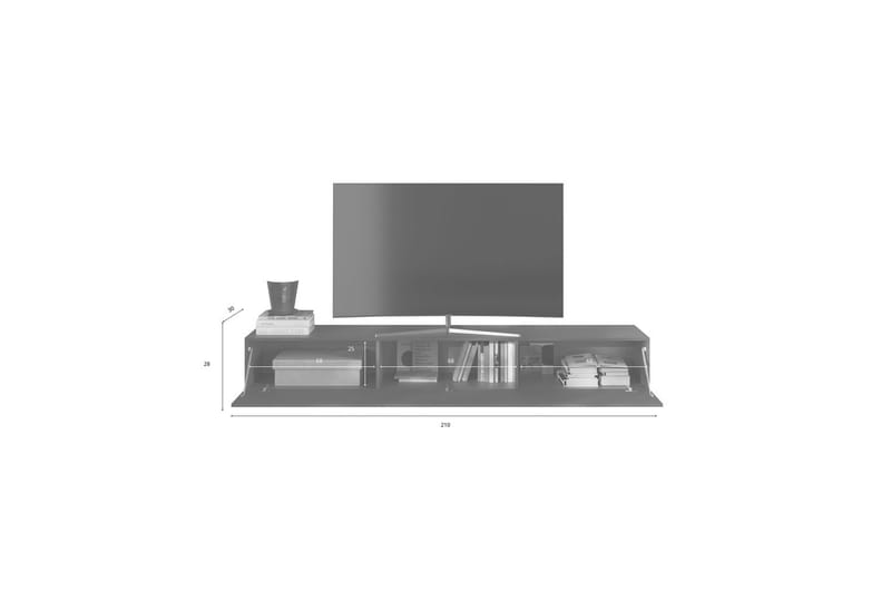 Hawell Seinälle kiinnitettävä TV-taso 210 cm - Tumma harmaa - Huonekalut - TV- & Mediakalusteet - Tv taso & Mediataso