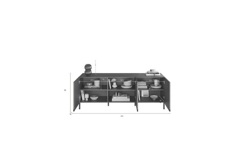 Hawell TV-taso 181 cm - Tumma harmaa - Huonekalut - TV- & Mediakalusteet - Tv taso & Mediataso