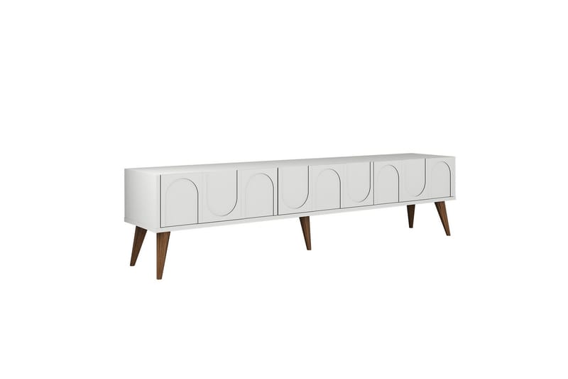 Hazim Tv-taso 180 cm, Valkoinen/Pähkinäpuu