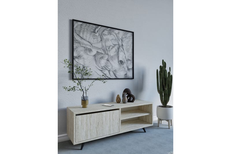 Hazle lattiaseisova tv-taso 120 cm säilytyksellä puusta - Beige - Huonekalut - TV- & Mediakalusteet - Tv taso & Mediataso