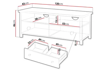 Hilts lattialla seisova tv-taso 120 cm säilytyksellä maalattua puuta - Valkoinen - Huonekalut - TV- & Mediakalusteet - Tv taso & Mediataso