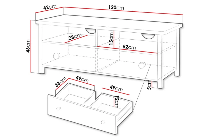 Hilts lattialla seisova tv-taso 120 cm säilytyksellä maalattua puuta - Valkoinen - Huonekalut - TV- & Mediakalusteet - Tv taso & Mediataso