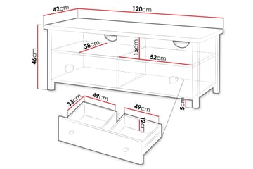 Hilts Tv-Taso 120x42 cm - Valkoinen/Vaaleanpunainen - Huonekalut - TV- & Mediakalusteet - Tv taso & Mediataso