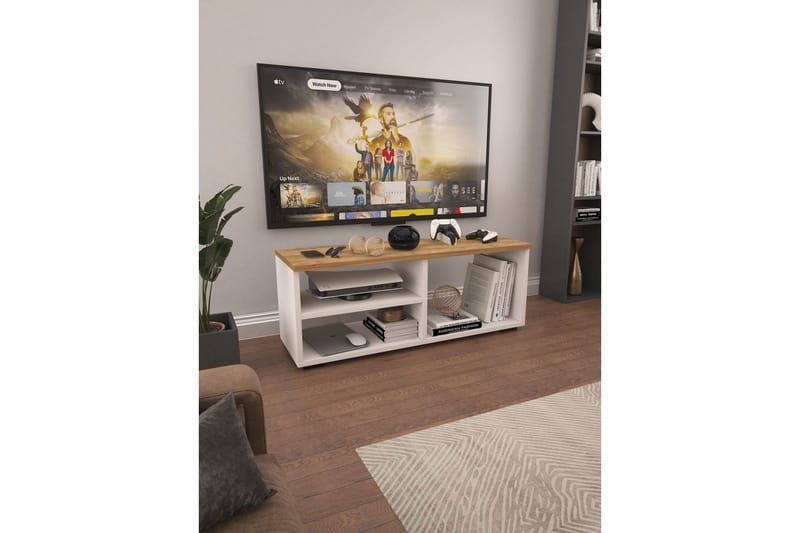Hollowmere TV-taso 115 cm - Keskisävyinen puu/Valkoinen - Huonekalut - TV- & Mediakalusteet - Tv taso & Mediataso