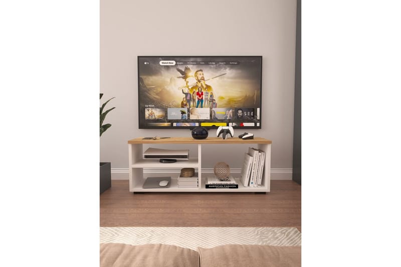 Hollowmere TV-taso 115 cm - Keskisävyinen puu/Valkoinen - Huonekalut - TV- & Mediakalusteet - Tv taso & Mediataso