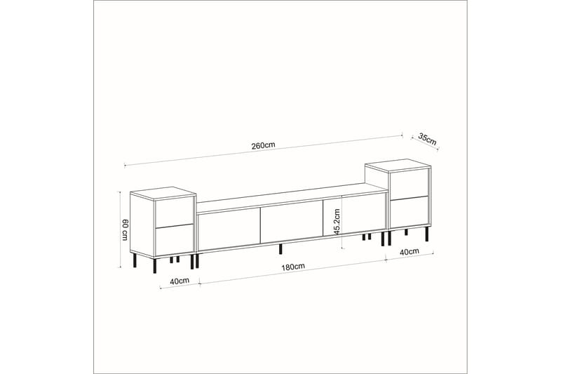 Imaj Tv-taso 180 cm - Valkoinen/Kulta - Huonekalut - TV- & Mediakalusteet - Tv taso & Mediataso