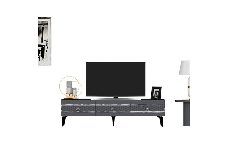Ipek Tv-taso 180 cm - Antrasiitti/Hopea - Huonekalut - TV- & Mediakalusteet - Tv taso & Mediataso