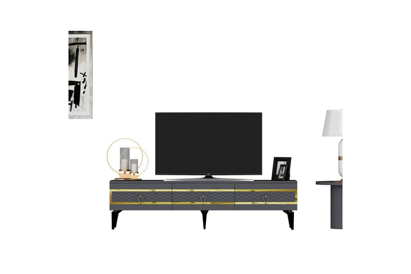 Ipek Tv-taso 180 cm - Antrasiitti/Kulta - Huonekalut - TV- & Mediakalusteet - Tv taso & Mediataso