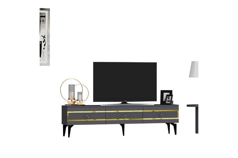 Ipek Tv-taso 180 cm - Antrasiitti/Kulta - Huonekalut - TV- & Mediakalusteet - Tv taso & Mediataso