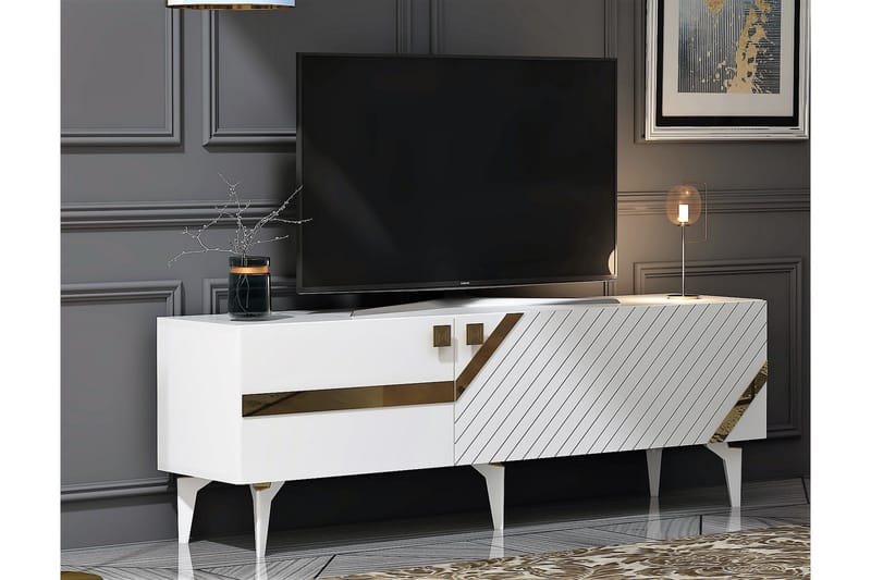 Iris Tv-taso 150 cm - Valkoinen/Kulta - Huonekalut - TV- & Mediakalusteet - Tv taso & Mediataso