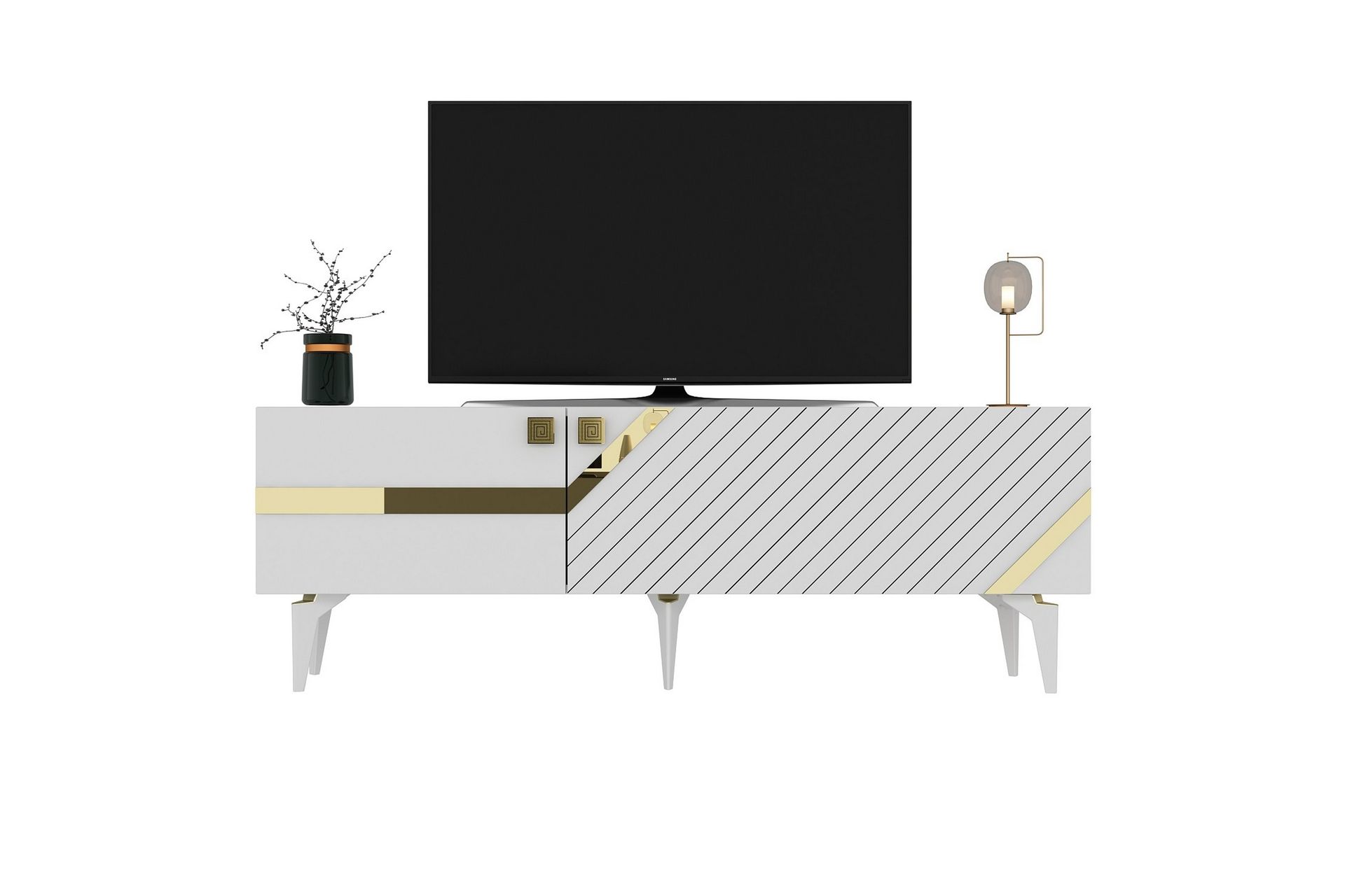Iris Tv-taso 150 cm - Valkoinen/Kulta - Huonekalut - TV- & Mediakalusteet - Tv taso & Mediataso