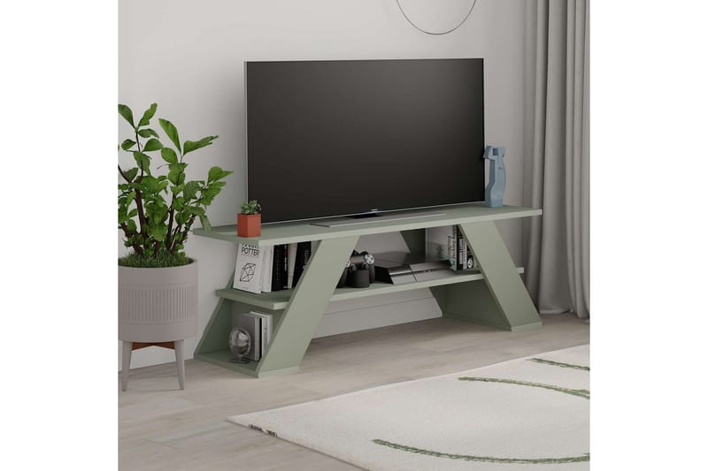 Janesh TV-taso 120 cm - Oliivinvihreä/Valkoinen - Huonekalut - TV- & Mediakalusteet - Tv taso & Mediataso