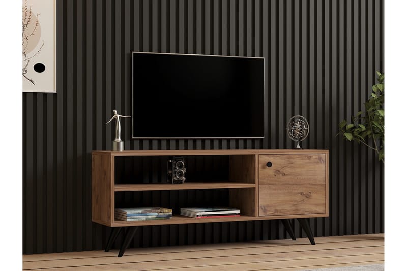 Jena lattiaseisova tv-taso 120 cm säilytyksellä tummassa puussa - Ruskea - Huonekalut - TV- & Mediakalusteet - Tv taso & Mediataso