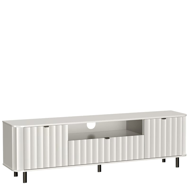 Joriel lattialla seisova tv-taso 196 cm säilytyksellä puuta, Vaalea beige