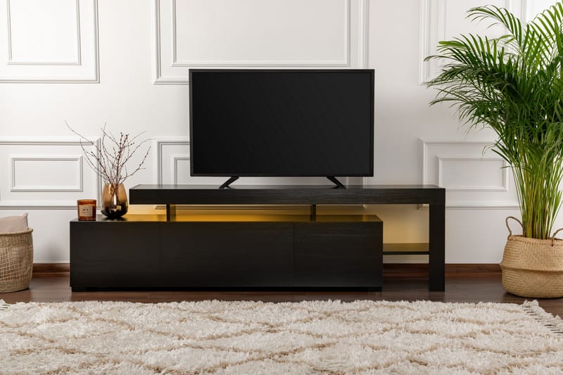 Jurukovo Tv-taso 192x37 cm - Musta - Huonekalut - TV- & Mediakalusteet - Tv taso & Mediataso