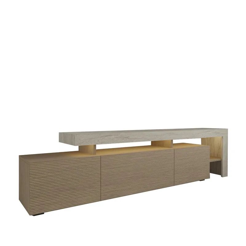 Jurukovo TV-taso 192x53x37 cm - Travertiini, lämmin tammi - Huonekalut - TV- & Mediakalusteet - Tv taso & Mediataso