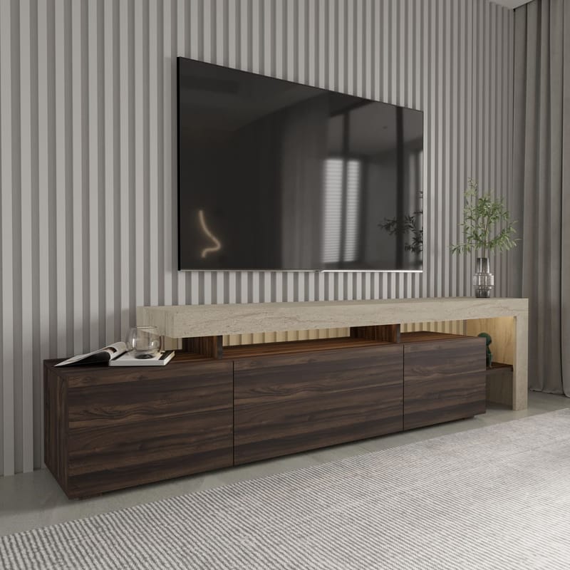 Jurukovo TV-taso 192x53x37 cm - Travertiini, pähkinä - Huonekalut - TV- & Mediakalusteet - Tv taso & Mediataso