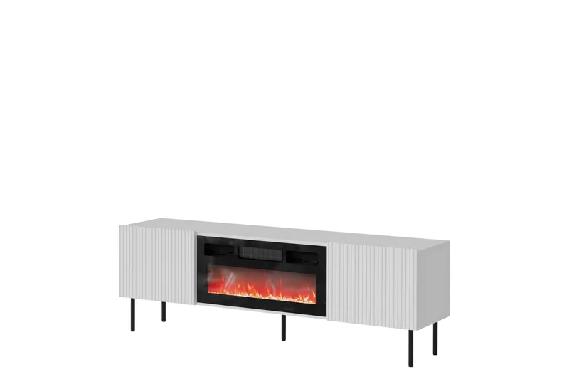 Kamta lattiaseisova tv-taso 180 cm säilytyksellä maalattua puuta, Valkoinen