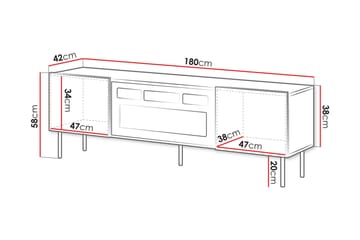Kamta TV-taso 180 cm - Valkoinen - Huonekalut - TV- & Mediakalusteet - Tv taso & Mediataso