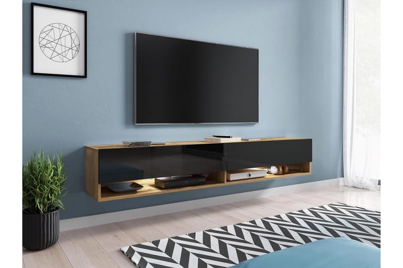 Kanak TV-taso 180 cm - Musta - Huonekalut - TV- & Mediakalusteet - Tv taso & Mediataso