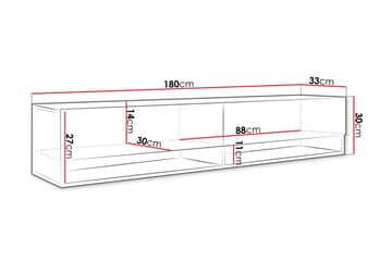 Kanak TV-taso 180 cm - Musta - Huonekalut - TV- & Mediakalusteet - Tv taso & Mediataso