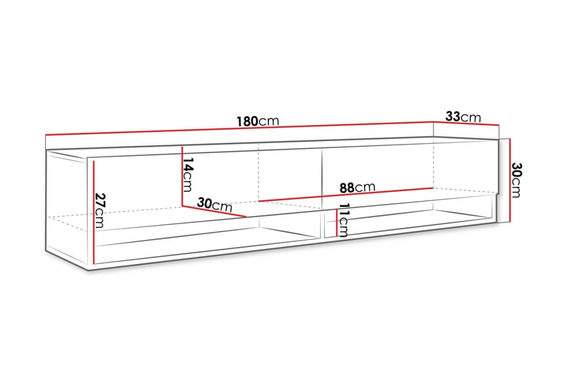 Kanak TV-taso 180 cm - Musta - Huonekalut - TV- & Mediakalusteet - Tv taso & Mediataso